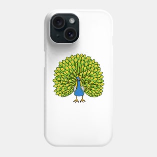 Fun bright peacock bird illustration Phone Case