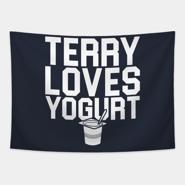 Terry Loves Yogurt Tapestry by huckblade