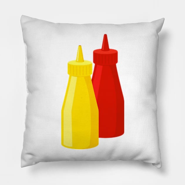 Mustard and ketchup Pillow by positive_negativeart