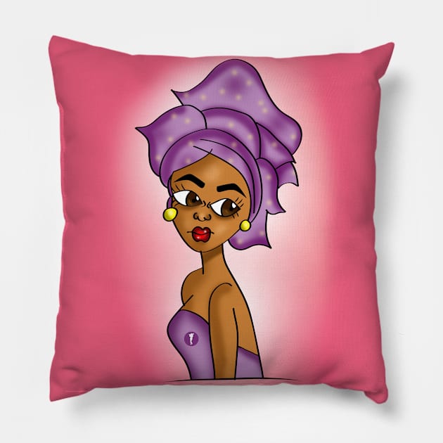 Cute African art digital art Pillow by Spinkly Creations 