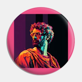 Retrowave Marcus Aurelius - Stoic with mad drip Pin