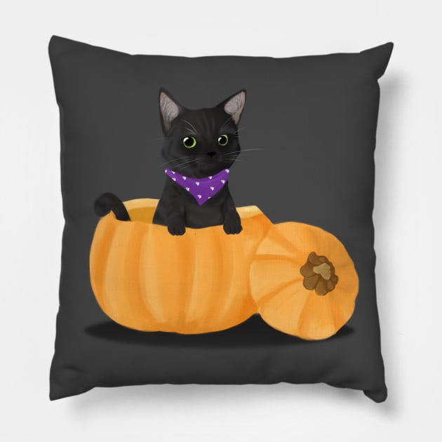 Pumpkin Cat Pillow by michelleachan