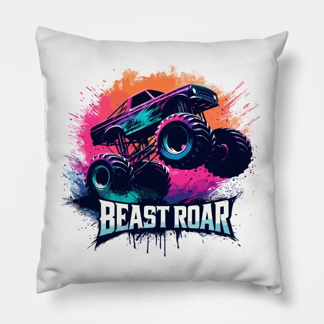 Monster Truck Pillow by Vehicles-Art