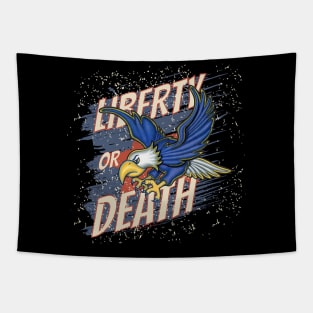 Cool eagle flying with red white blue and Liberty or Death Tapestry