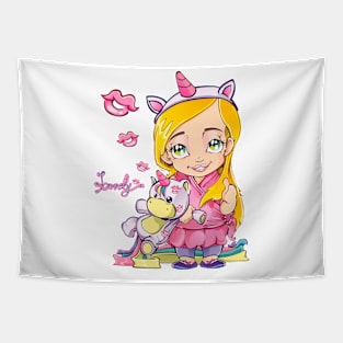 Unicorn Girl Pink | Lovely Unicorn Tapestry