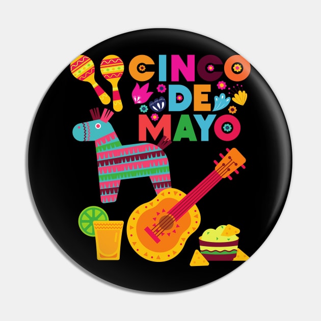 Cinco De Mayo Fun colorful celebration fifth may Mexican style cactus piñata Sombrero Pin by BoogieCreates