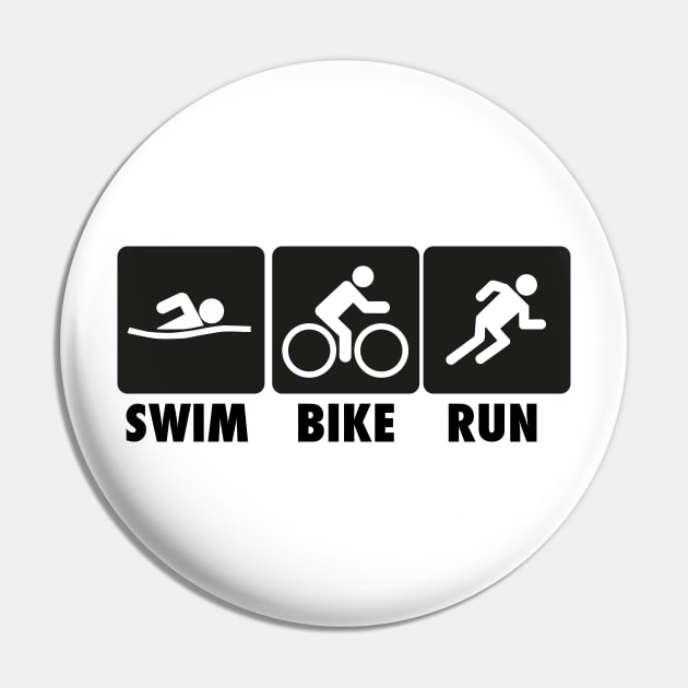 Swim Bike Run Pin by Fun-E-Shirts