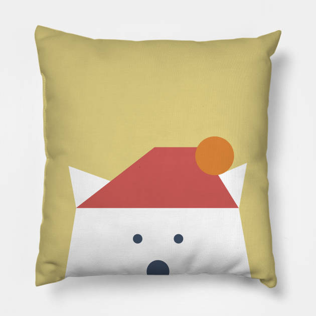 Peek-a-Boo Bear with Red and Orange Hat, Navy and Gold Pillow by ABKS