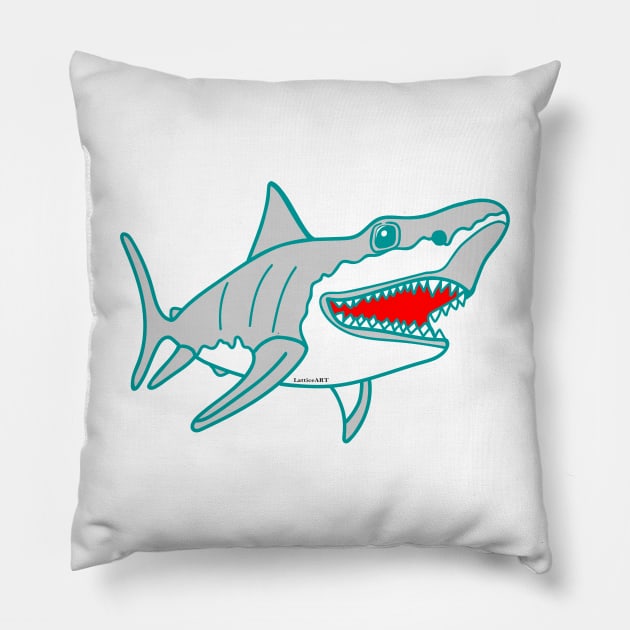 Happy Shark Pillow by LatticeART