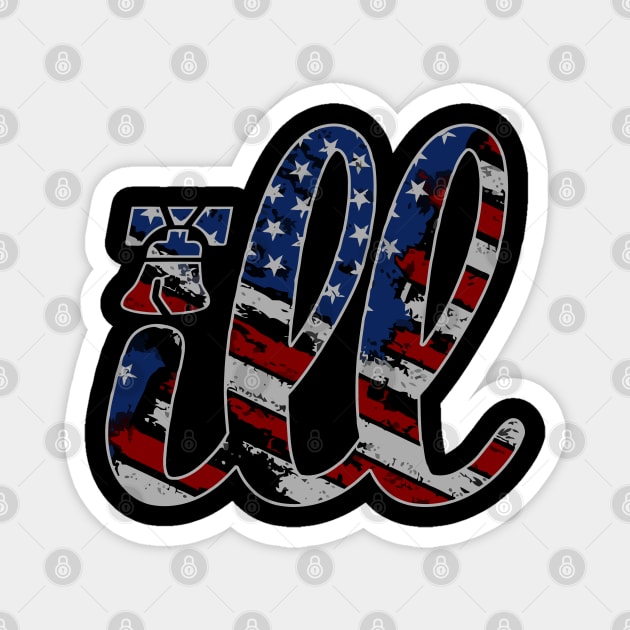 ILL Vintage Philly Grunge American Flag Philadelphia Fan Favorite Magnet by TeeCreations