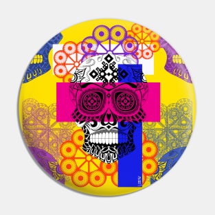 the skull ñanduti pattern in flower art ecopop of death Pin