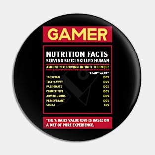 Gamer Nutrition Facts Pin