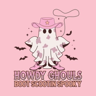 Howdy Ghouls Cowgirl Boot Scootin Spooky Western Halloween T-Shirt