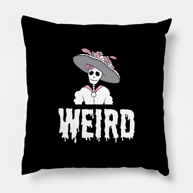 Halloween Wierd Skeleton Undead Lady Matching Part 1 Pillow by Hasibit