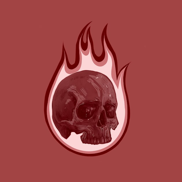 flaming skull by Inkdoski