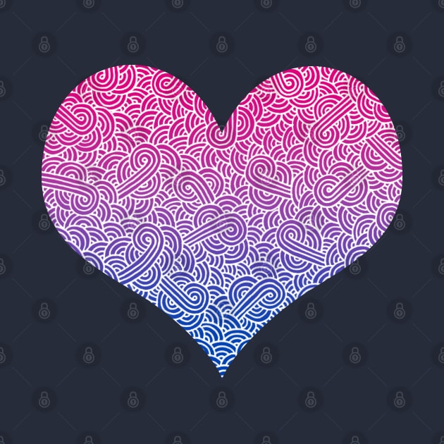 Ombré bisexuality colours and white swirls doodles heart by Savousepate
