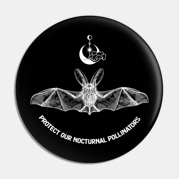 Protect Our Nocturnal Pollinators Bat With Moon Art Pin by FunnyUSATees