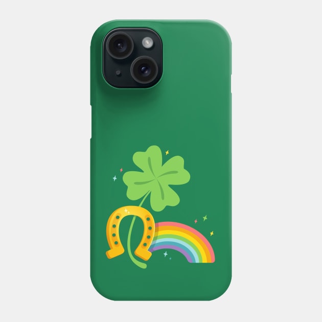 Lucky clover with rainbow and horseshoe Phone Case by Sir13