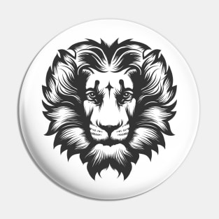 Lion Head drawn in Engraving Style Pin