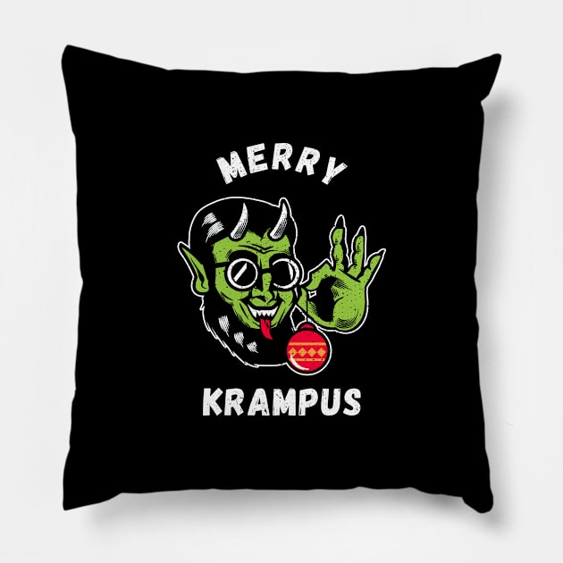 Merry Krampus Pillow by OnepixArt