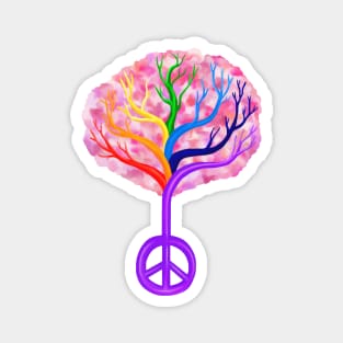 Cherry Blossom Rainbow Peace Tree Magnet