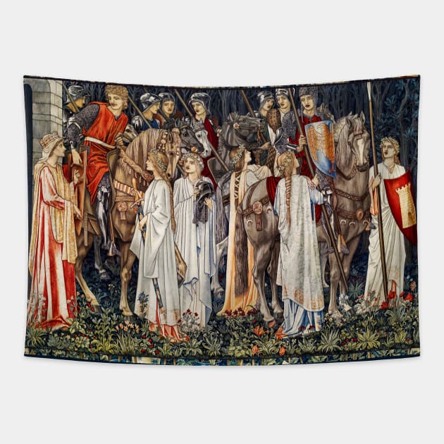 Quest for the Holy Grail,The Arming and Departure of the Knights Horseback With Shields Tapestry by BulganLumini