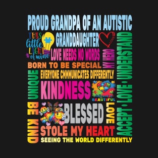 Autism Proud Dad Grandfather Granddaughter Love Autistic Kids Autism Awareness Family T-Shirt