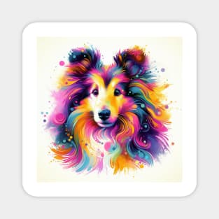 Abstract painting of a Sheltie Dog Magnet