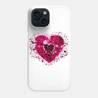 Shattered Pink Magenta Disco Heart Phone Case