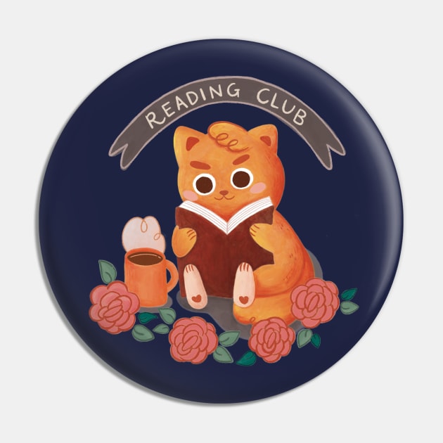 Cozy Cat Reading Pin by awesomesaucebysandy