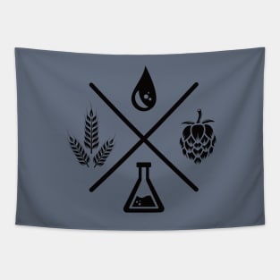 Beer Ingredients (black) Tapestry