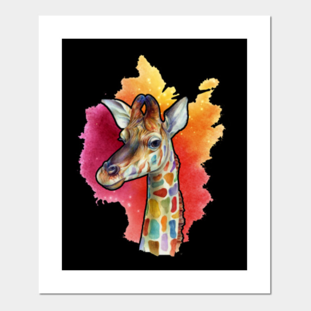 Colorful Giraffe Painting Funny T Shirt Giraffe Posters And