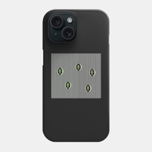 The arrival of small green men out from the striped black and white pattern Phone Case