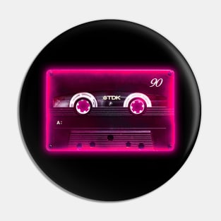 Red Neon Cassette Tape Pin