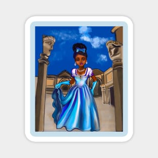 Princess in Roman inspired courtyard   ! beautiful  black girl with Afro hair, brown eyes and dark brown skin. Hair love ! Magnet