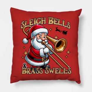 Santa Playing the Bass Trombone Pillow