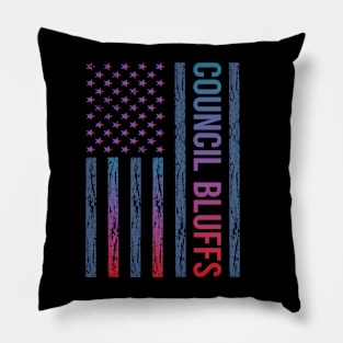 Blue Red Flag - Council Bluffs Pillow