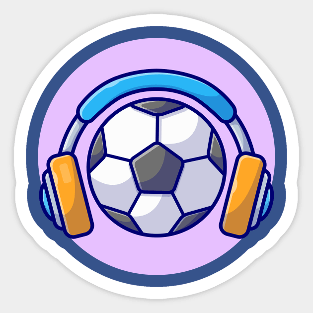 Soccer Ball With Headphone Cartoon Vector Icon Illustration