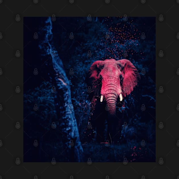 Pink Elephant in a dark forest by Frajtgorski