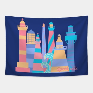 Pastel Lighthouses Tapestry