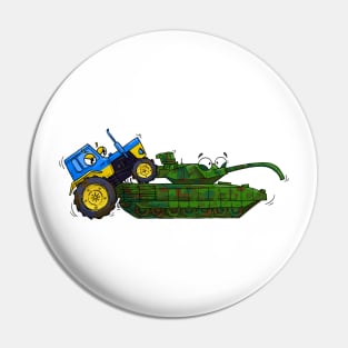 Ukrainian Tractor on Russian Tank Pin