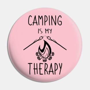 Camping Is My Therapy Happy Place Camper Campfire Nature Adventure Outdoors Life Smores Funny Pin