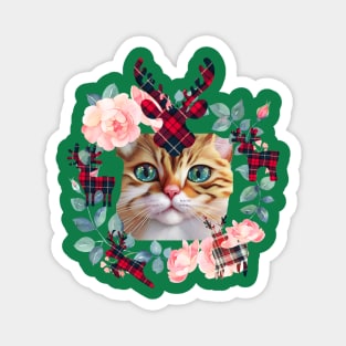 Reindeer Wreath Xmas Cat Magnet