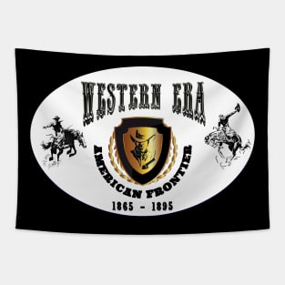 Western Era aka American Frontier - White, Black and Gold Tapestry