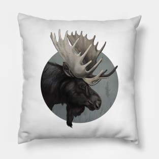 Misty Morning Moose Pillow