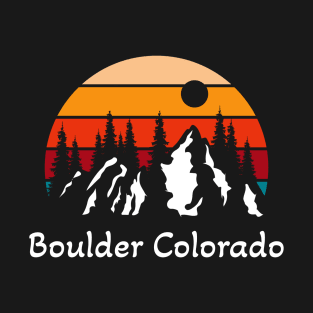 Retro Boulder Colorado Sunset and Mountains T-Shirt