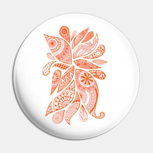 Abstract Zentangle Swirls Design (orange on white) Pin