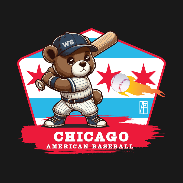 USA - American BASEBALL - Chicago - Baseball mascot - Chicago baseball by ArtProjectShop