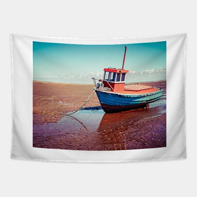 Fishing boat, Meols, Wirral, England Tapestry by millroadgirl