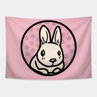 Easter Day Shy Cute Rabbit Wishes Happy Easter Christian Holiday (Pink) Tapestry